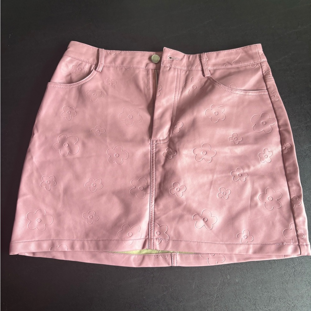 Pink Floral Embossed Women's Skirt
